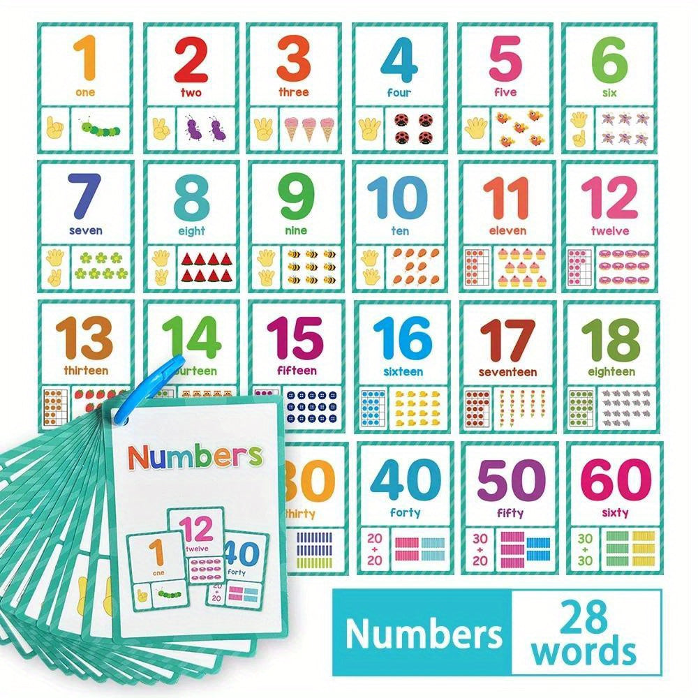 12 Themes Learning Flash Cards 386 English Words, Kids Toddler Colors, Shapes and Numbers, Learning Toys, Educational Preschool Flashcards Kindergarten Educational Toys School Supplies gift