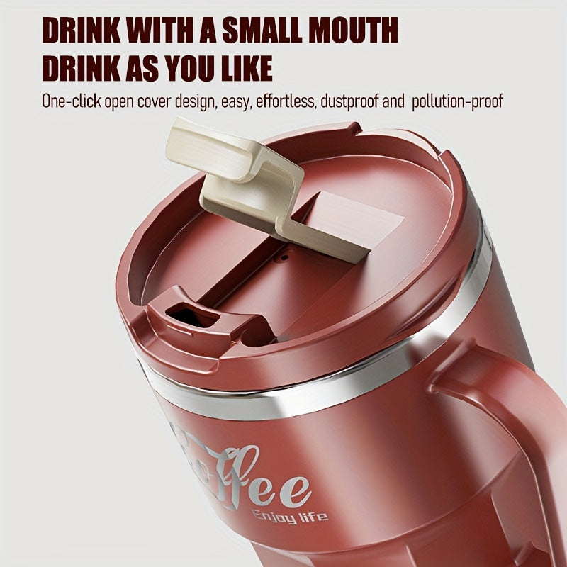 Valentine's Day 304 Stainless Steel Insulated Travel Mug with Seal, Portable Flip Top, Shatterproof and BPA-Free for Office, Home & Dorm - Food-Grade, Leakproof Thermal Coffee Cup with One-Click Open Lid for Men & Women, 14+