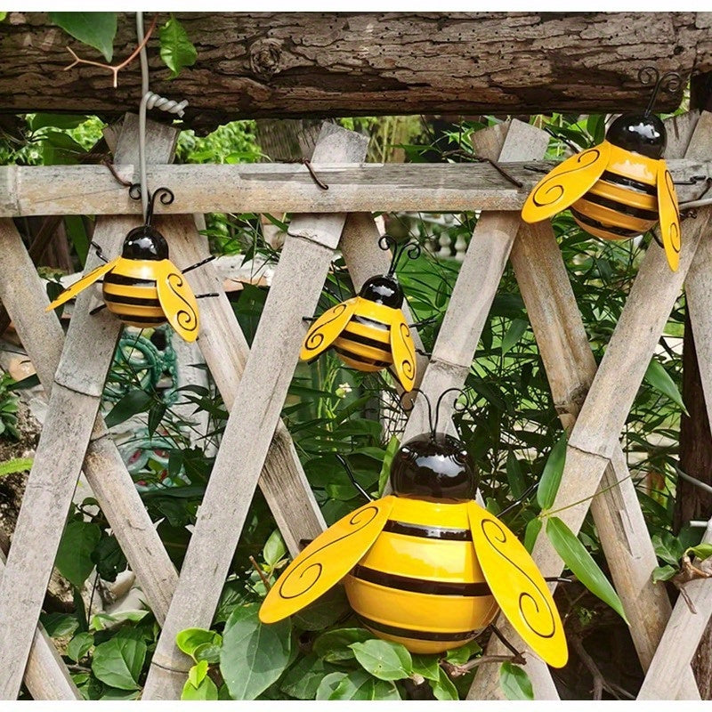 1pc, Metal Wall Art, Metal Bumble Bee Wall Decor, 3D Iron Bee Art Sculpture Hanging Wall Decorations For Outdoor Home Garden, Spring Yard Decoration, World Bee Day.