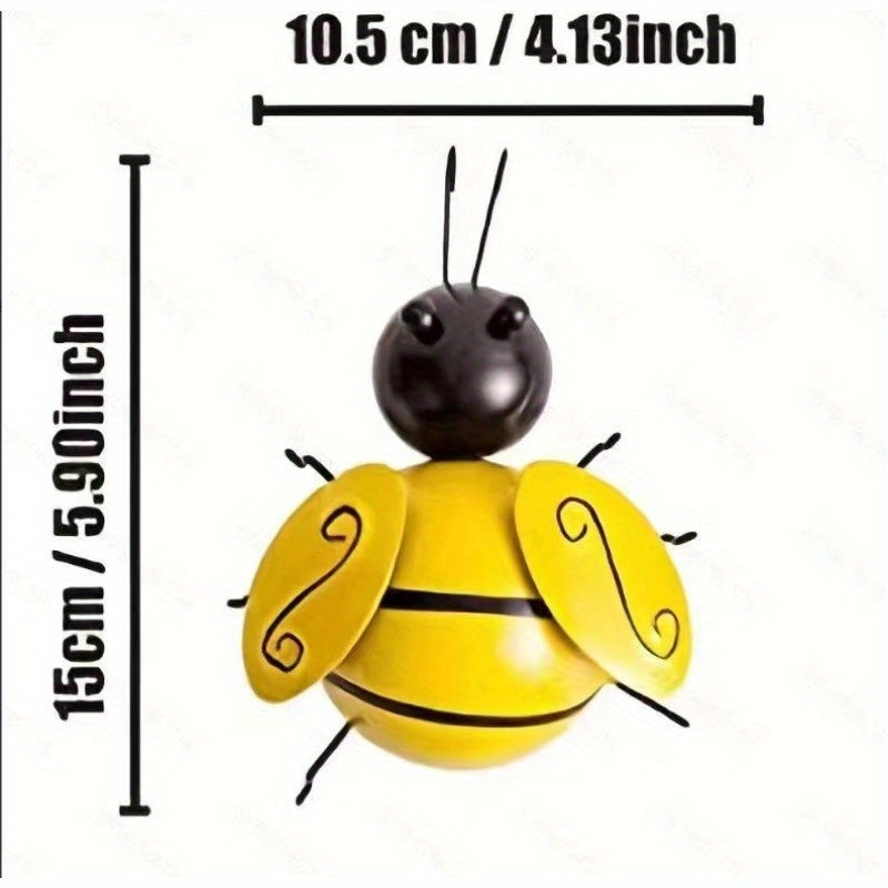 1pc, Metal Wall Art, Metal Bumble Bee Wall Decor, 3D Iron Bee Art Sculpture Hanging Wall Decorations For Outdoor Home Garden, Spring Yard Decoration, World Bee Day.