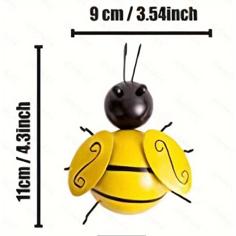 1pc, Metal Wall Art, Metal Bumble Bee Wall Decor, 3D Iron Bee Art Sculpture Hanging Wall Decorations For Outdoor Home Garden, Spring Yard Decoration, World Bee Day.