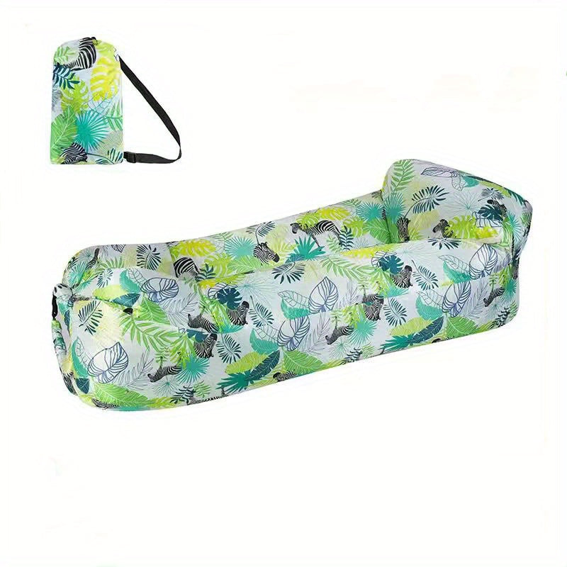 1pc Large Inflatable Sofa Chair - Heavy-Duty Oxford Fabric Portable Air Bed/Seat, Foldable Self-Inflating Couch for Adults &, No Needed, Ideal for Camping, Beach, Music Festivals, Backyard (Takes Air from Mouth, Chaise Pliant