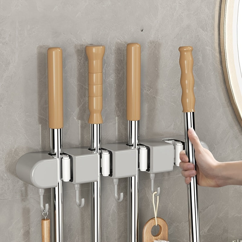 1pc, Multi-functional Mop Holder, Punch-free Wall-mounted Hooks, Mop Clip, Mop Rack, Broom Clip, Garden Tool Organizer, Towel Rack, Non-slip, Useful Tools, Cleaning Tools, Cleaning Supplies, Household Gadgets