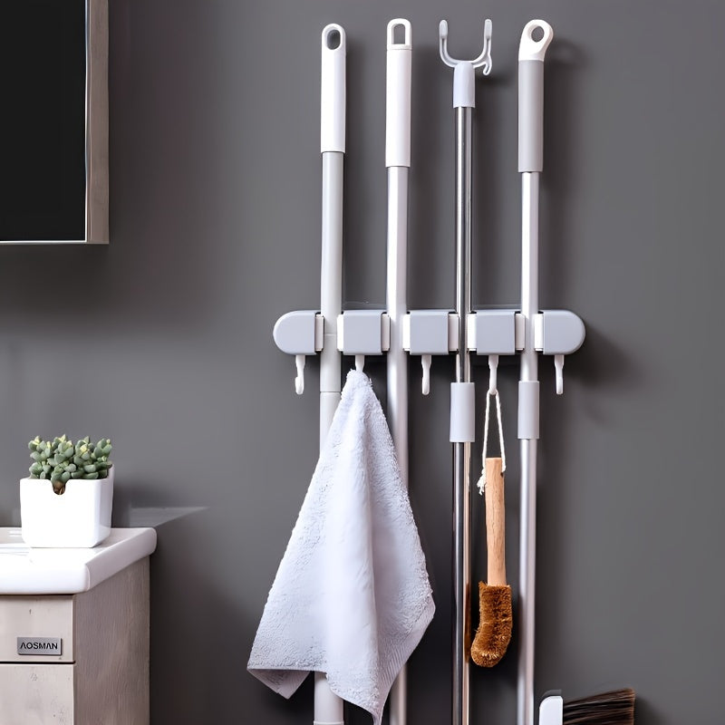 1pc, Multi-functional Mop Holder, Punch-free Wall-mounted Hooks, Mop Clip, Mop Rack, Broom Clip, Garden Tool Organizer, Towel Rack, Non-slip, Useful Tools, Cleaning Tools, Cleaning Supplies, Household Gadgets