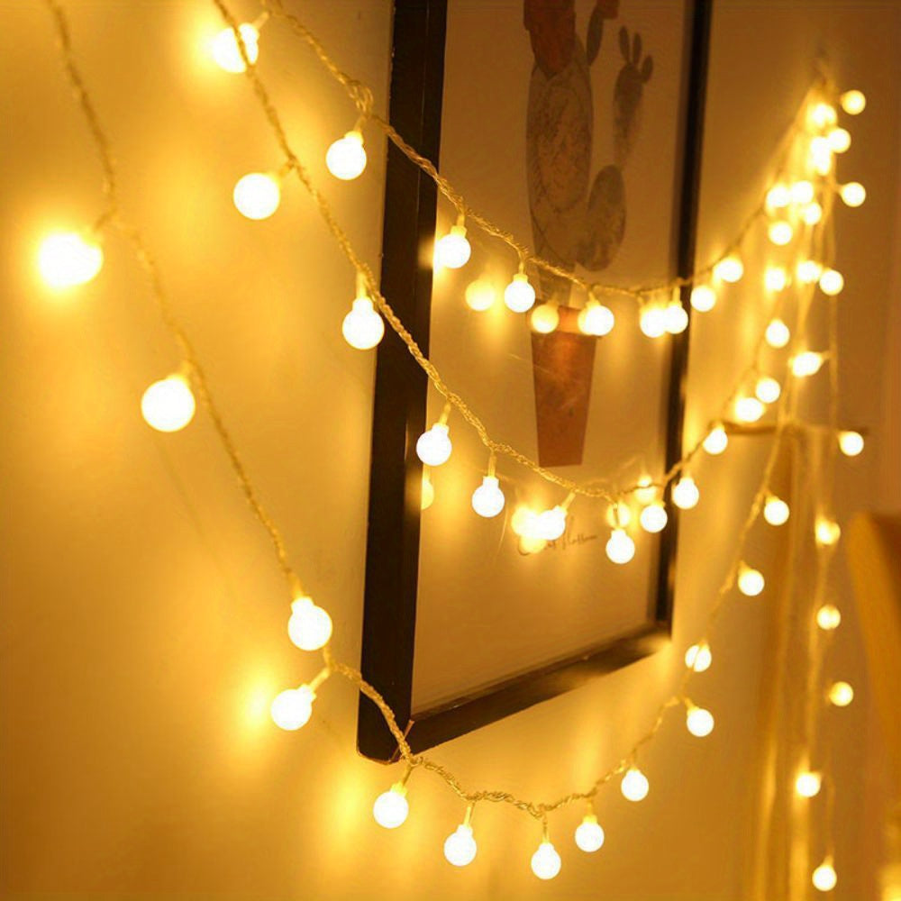 1pc, Sphere String Lights, Battery Operated Indoor Fairy Lights, Outdoor Indoor String Lights For Backyard, Patio, Garden, Party, Bedroom, Living Room, Classroom, Camping Decoration Warm White Globe Fairy Lights