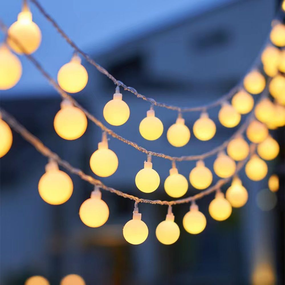 1pc, Sphere String Lights, Battery Operated Indoor Fairy Lights, Outdoor Indoor String Lights For Backyard, Patio, Garden, Party, Bedroom, Living Room, Classroom, Camping Decoration Warm White Globe Fairy Lights