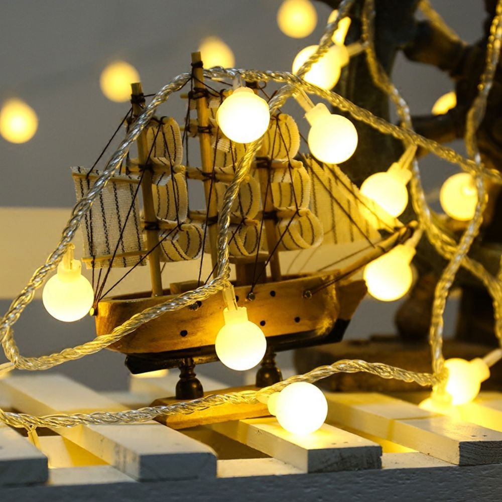 1pc, Sphere String Lights, Battery Operated Indoor Fairy Lights, Outdoor Indoor String Lights For Backyard, Patio, Garden, Party, Bedroom, Living Room, Classroom, Camping Decoration Warm White Globe Fairy Lights