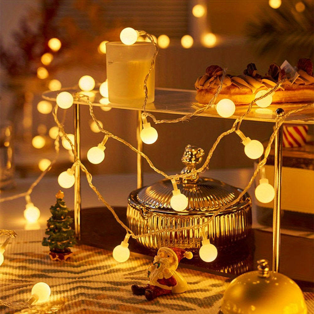 1pc, Sphere String Lights, Battery Operated Indoor Fairy Lights, Outdoor Indoor String Lights For Backyard, Patio, Garden, Party, Bedroom, Living Room, Classroom, Camping Decoration Warm White Globe Fairy Lights