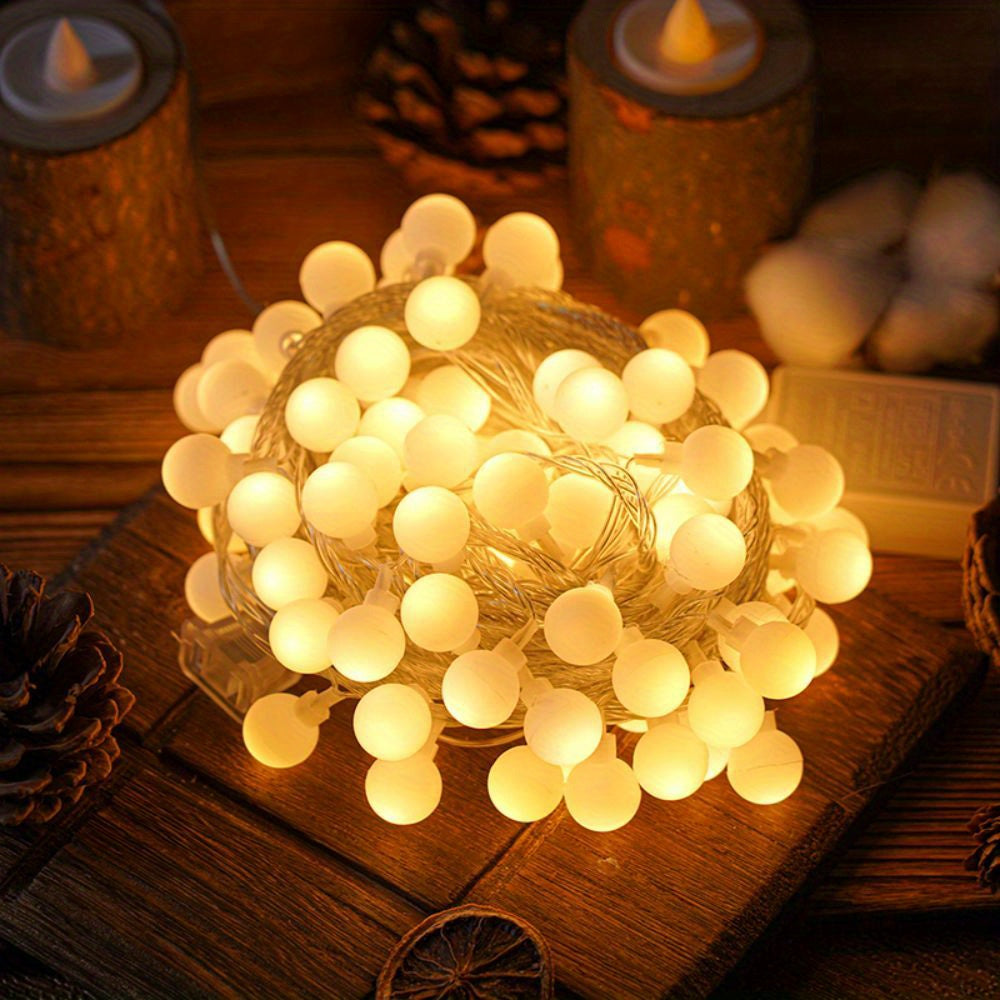 1pc, Sphere String Lights, Battery Operated Indoor Fairy Lights, Outdoor Indoor String Lights For Backyard, Patio, Garden, Party, Bedroom, Living Room, Classroom, Camping Decoration Warm White Globe Fairy Lights