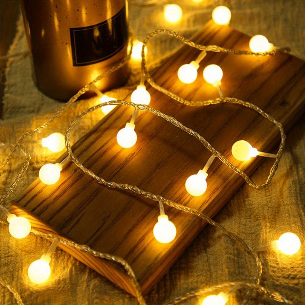 1pc, Sphere String Lights, Battery Operated Indoor Fairy Lights, Outdoor Indoor String Lights For Backyard, Patio, Garden, Party, Bedroom, Living Room, Classroom, Camping Decoration Warm White Globe Fairy Lights