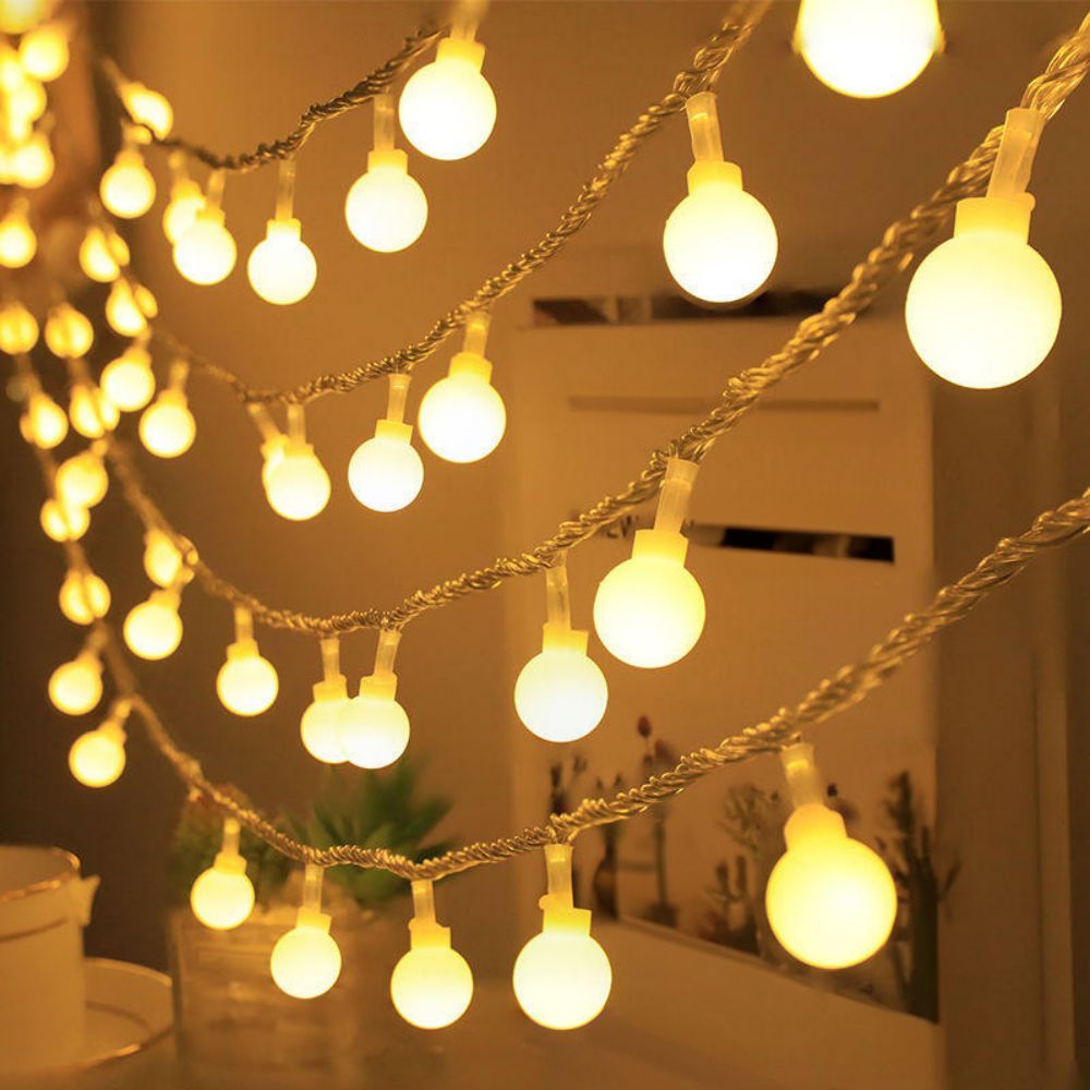 1pc, Sphere String Lights, Battery Operated Indoor Fairy Lights, Outdoor Indoor String Lights For Backyard, Patio, Garden, Party, Bedroom, Living Room, Classroom, Camping Decoration Warm White Globe Fairy Lights