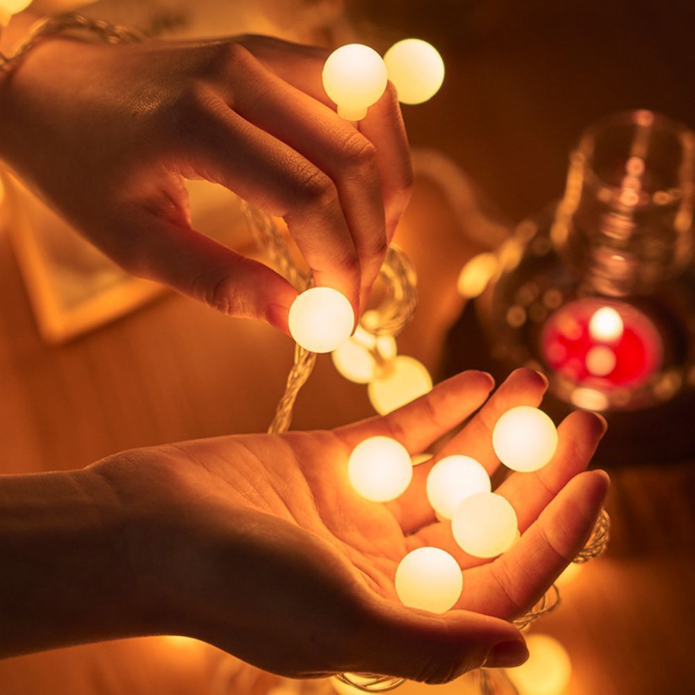 1pc, Sphere String Lights, Battery Operated Indoor Fairy Lights, Outdoor Indoor String Lights For Backyard, Patio, Garden, Party, Bedroom, Living Room, Classroom, Camping Decoration Warm White Globe Fairy Lights