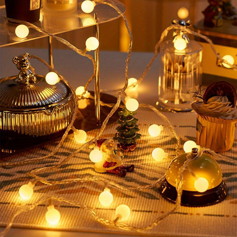 1pc, Sphere String Lights, Battery Operated Indoor Fairy Lights, Outdoor Indoor String Lights For Backyard, Patio, Garden, Party, Bedroom, Living Room, Classroom, Camping Decoration Warm White Globe Fairy Lights