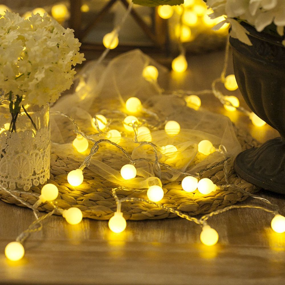 1pc, Sphere String Lights, Battery Operated Indoor Fairy Lights, Outdoor Indoor String Lights For Backyard, Patio, Garden, Party, Bedroom, Living Room, Classroom, Camping Decoration Warm White Globe Fairy Lights