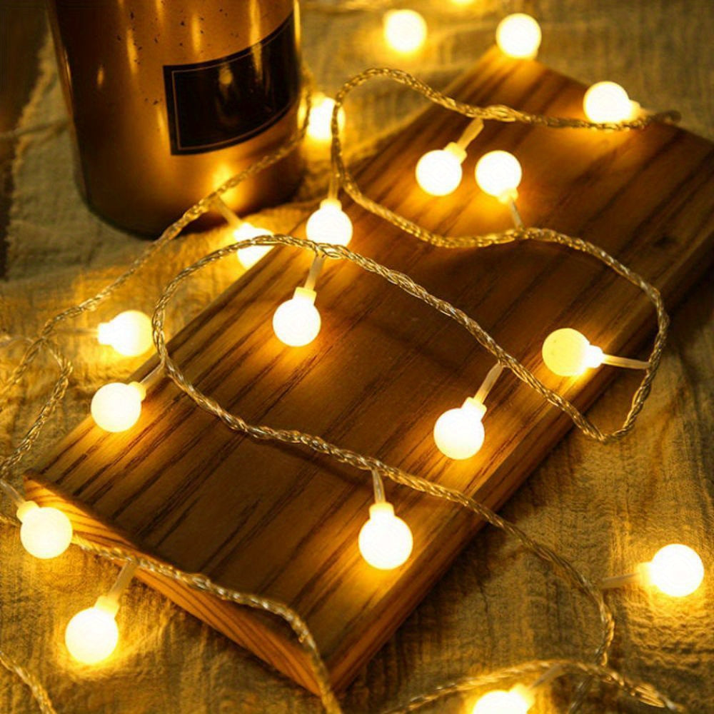 1pc, Sphere String Lights, Battery Operated Indoor Fairy Lights, Outdoor Indoor String Lights For Backyard, Patio, Garden, Party, Bedroom, Living Room, Classroom, Camping Decoration Warm White Globe Fairy Lights