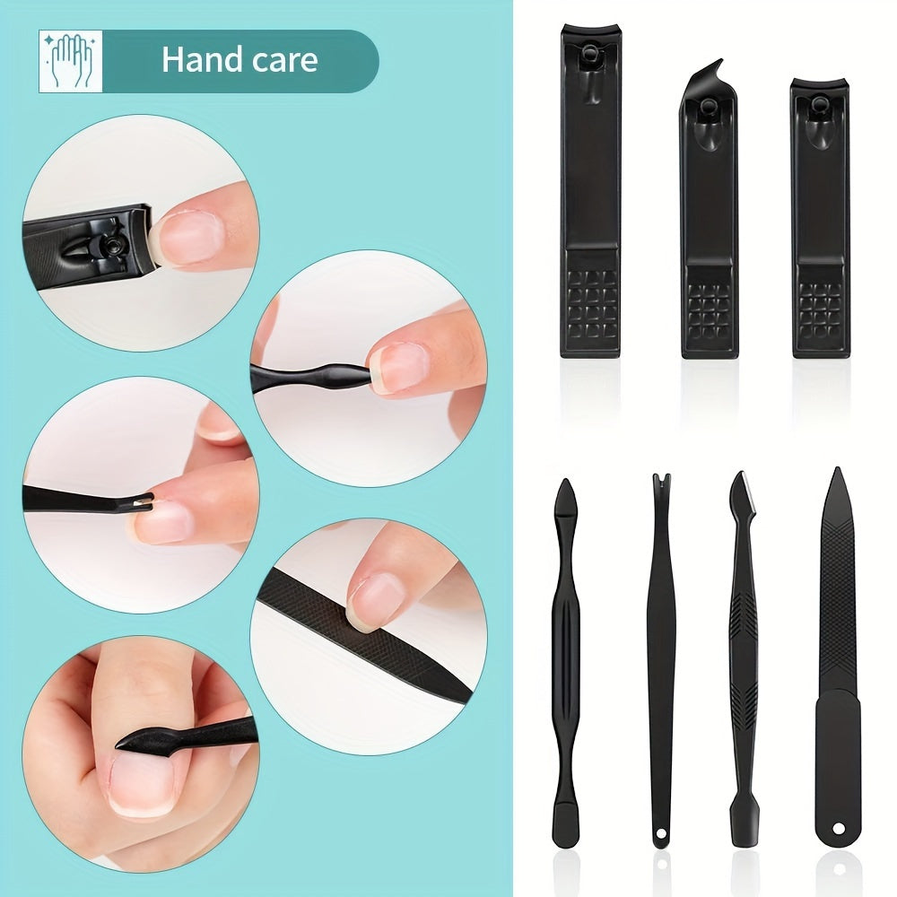 10/24pcs Nail Clippers Set Full Set, Black Nail Clippers Set, Ultra Sharp Sturdy Nail Clippers, Professional Nail Clippers, Pedicure Care Tools, Toenail Clippers, Nail Trimmer For Men And Women