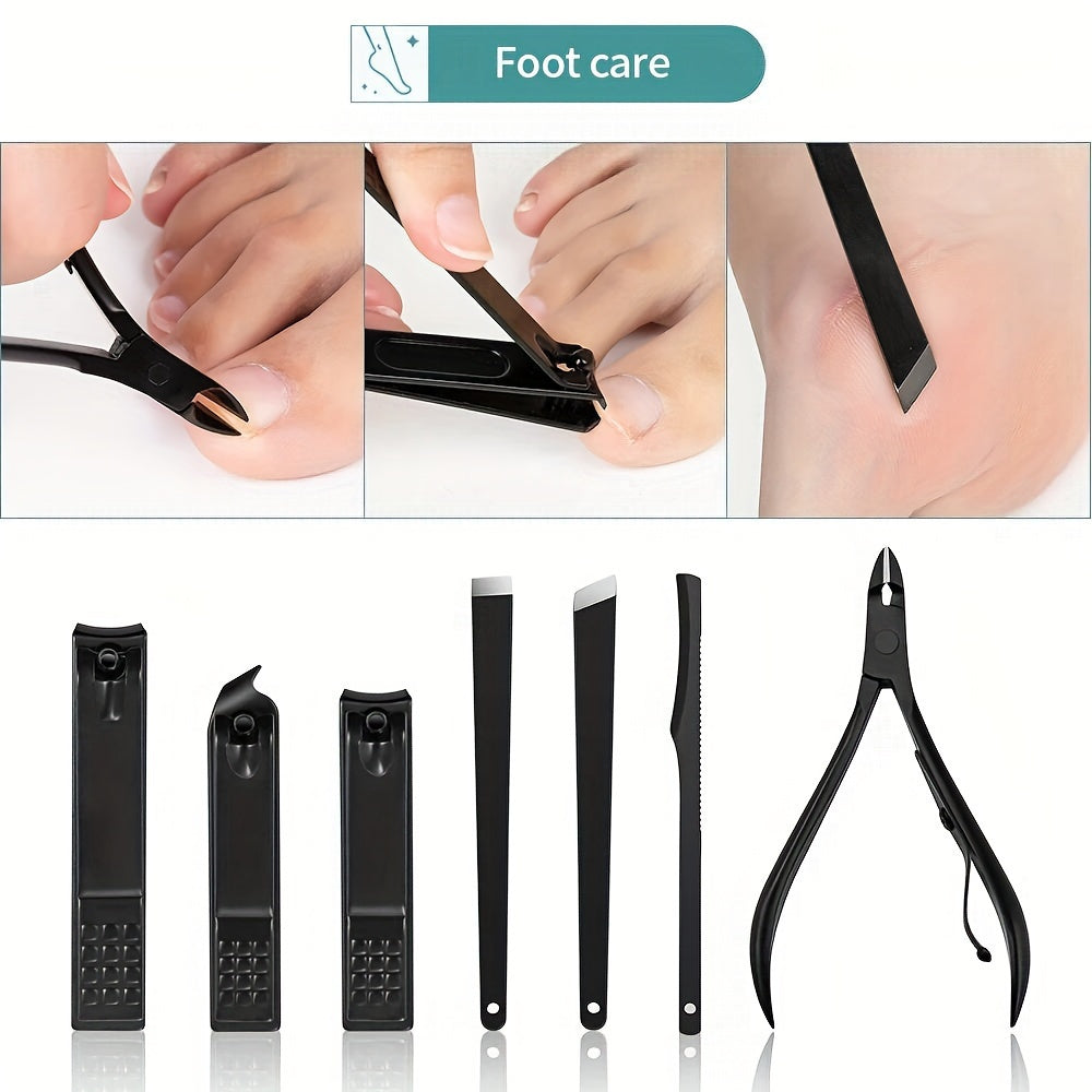 10/24pcs Nail Clippers Set Full Set, Black Nail Clippers Set, Ultra Sharp Sturdy Nail Clippers, Professional Nail Clippers, Pedicure Care Tools, Toenail Clippers, Nail Trimmer For Men And Women