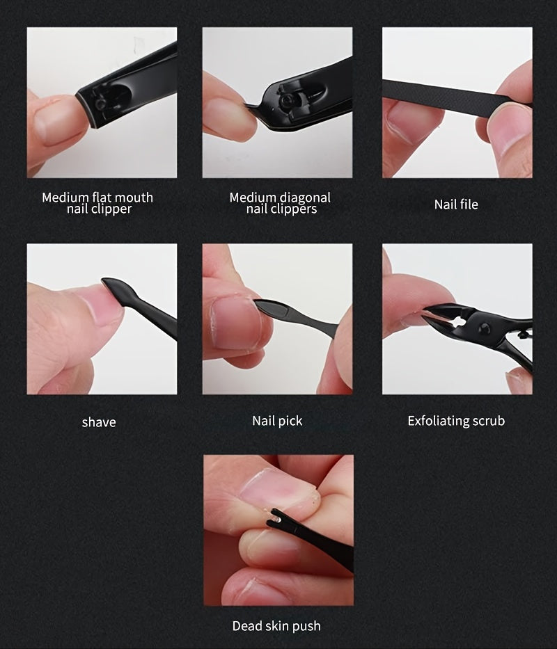 10/24pcs Nail Clippers Set Full Set, Black Nail Clippers Set, Ultra Sharp Sturdy Nail Clippers, Professional Nail Clippers, Pedicure Care Tools, Toenail Clippers, Nail Trimmer For Men And Women