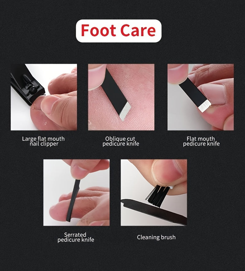 10/24pcs Nail Clippers Set Full Set, Black Nail Clippers Set, Ultra Sharp Sturdy Nail Clippers, Professional Nail Clippers, Pedicure Care Tools, Toenail Clippers, Nail Trimmer For Men And Women