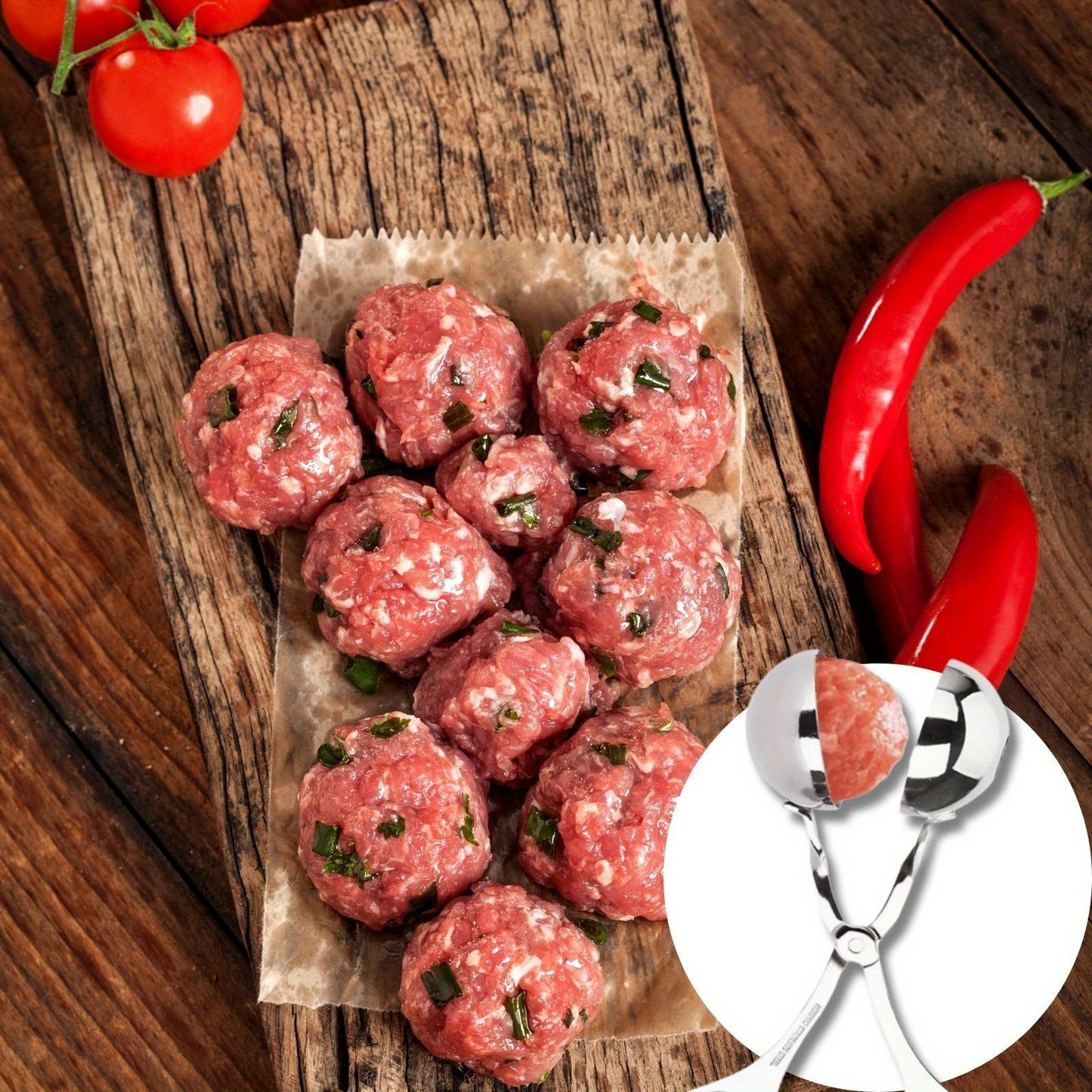 1pc Stainless Steel Meat Ballers With Anti-Slip Handles, None-Stick Meat Baller Tongs, Meatball Scoop, Ball Makers Mold, Cake Pops Meatball Maker, Ice Tongs, Dough Scoops For Kitchen Tools, Kitchen Supplies