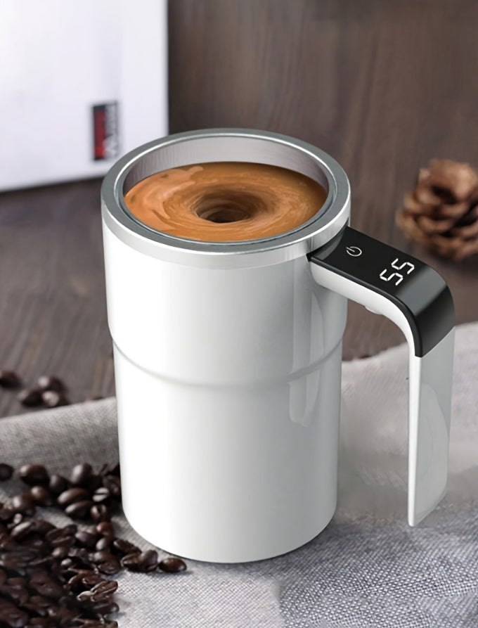 Rechargeable Self-Stirring Coffee Mug - Portable 304 Stainless Steel Mixing Cup with Temperature Display, USB Charging, Suitable for Coffee, Tea, Chocolate, Kitchen, Travel, Home