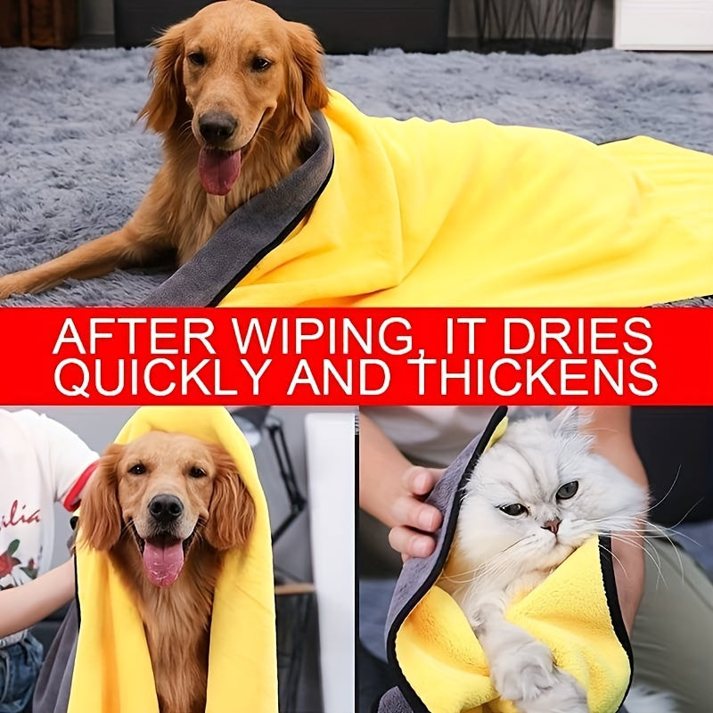1pc UltraSoft Quick-Dry Microfiber Pet Towel for Dogs and Cats - Absorbent Bathing Towel, Ideal Christmas and New Year Gift for Pets, Durable Polyester Material