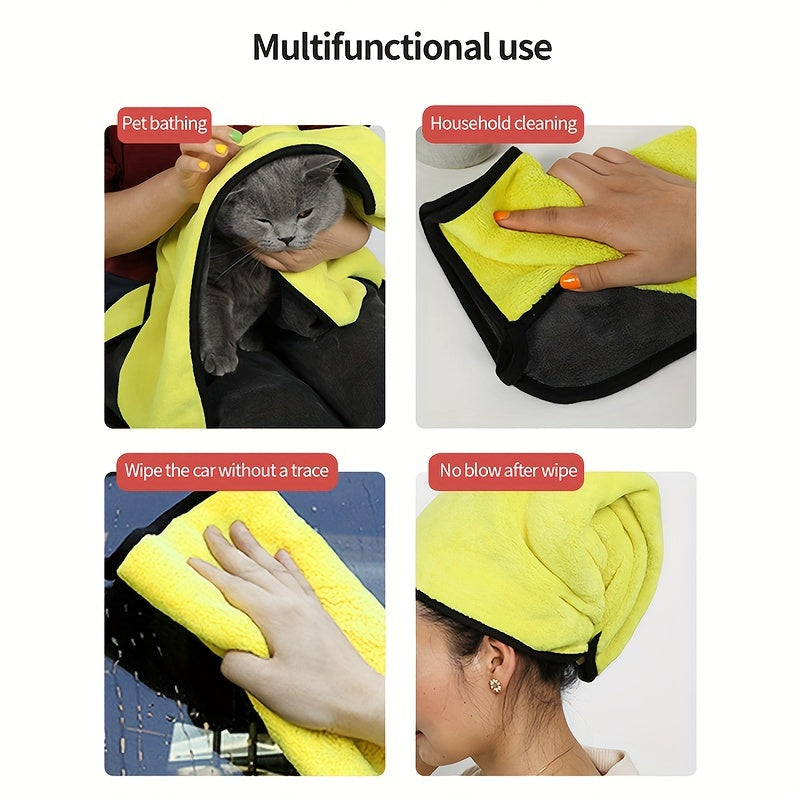1pc UltraSoft Quick-Dry Microfiber Pet Towel for Dogs and Cats - Absorbent Bathing Towel, Ideal Christmas and New Year Gift for Pets, Durable Polyester Material