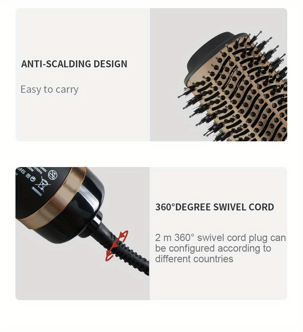 1pc 2-in-1 multi-functional hot air brush and negative ion straightening comb make your hair style fast - a gift for women and a holiday gift