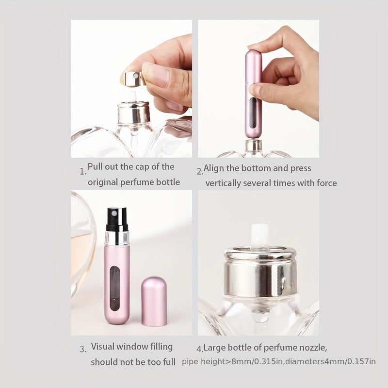 1pc Portable Refillable Mini Perfume Spray Bottle - Leakproof, Bottom Pump Fill, Pocket-Sized Fragrance Dispenser, No Electricity Needed, Freestanding Plastic Material