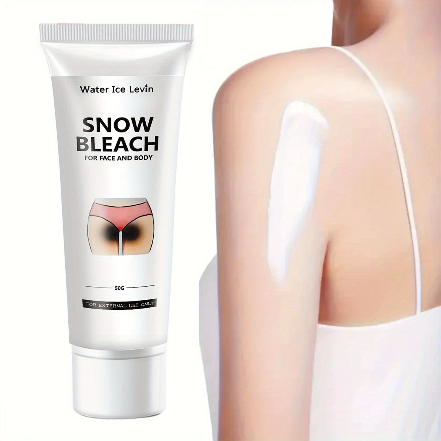 Snow Bleach Cream 50G - Vitamin C, Nicotinamide & Centella, Hyaluronic Acid Infused, Fragrance-Free, Moisturizing Lotion For All Skin Types, Salicylic Acid Enriched, Lactic Acid Balanced, Ideal For Dry Skin, Underarm, Butt, T
