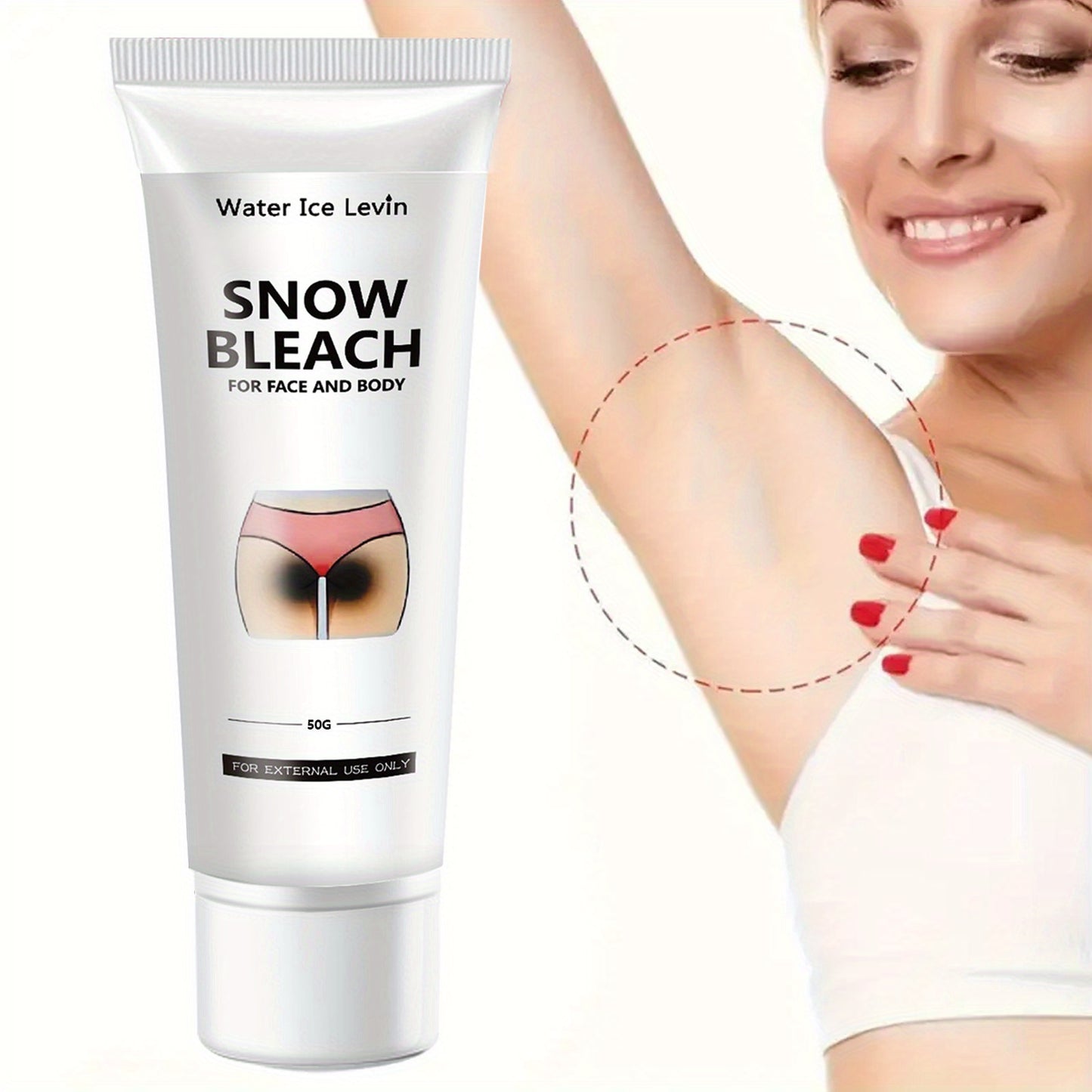 Snow Bleach Cream 50G - Vitamin C, Nicotinamide & Centella, Hyaluronic Acid Infused, Fragrance-Free, Moisturizing Lotion For All Skin Types, Salicylic Acid Enriched, Lactic Acid Balanced, Ideal For Dry Skin, Underarm, Butt, T