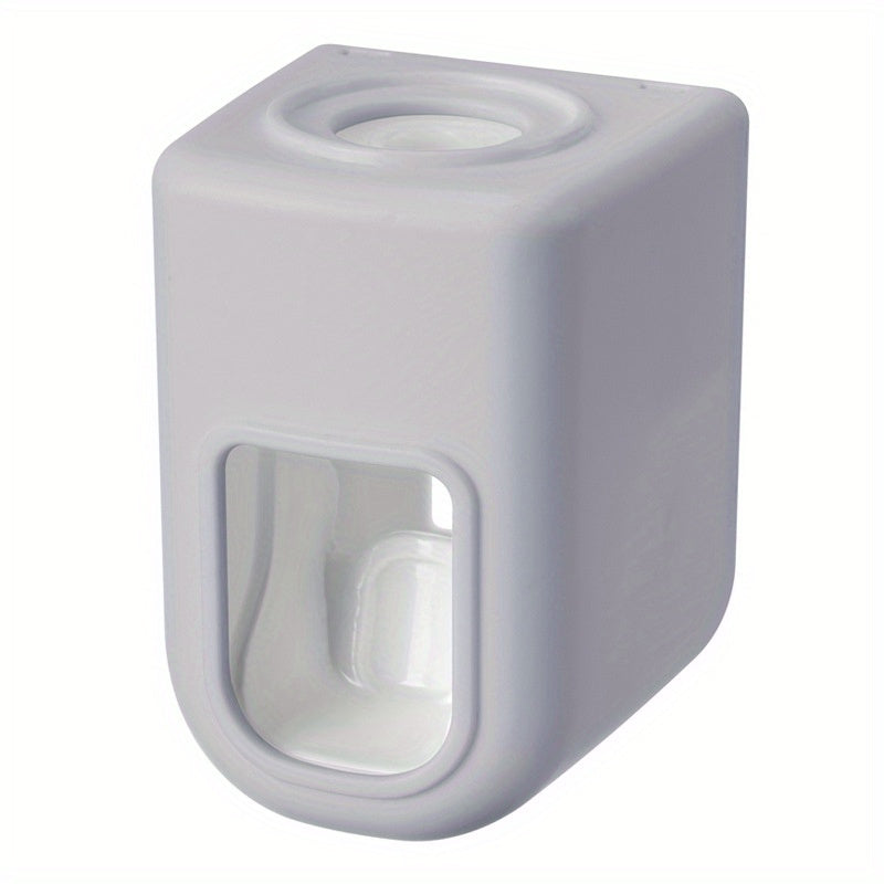 1pc Automatic Toothpaste Dispenser - Wall Mount Toothbrush Holder with Squeezer - No Electricity Required - Plastic Bathroom Accessory for Simplified Toothpaste Dispensing