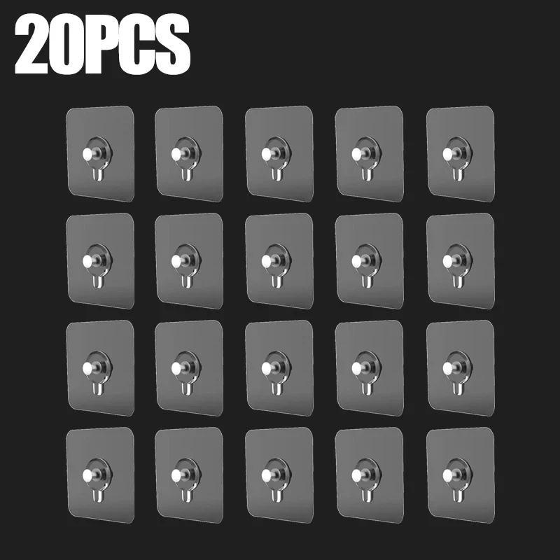 20pcs Modern Wall Mounted Practical Hooks - Easy to install, strong bonding, no drilling, waterproof plastic hooks for pictures, photo frames, posters, clocks in the kitchen and bathroom, Utility Hooks