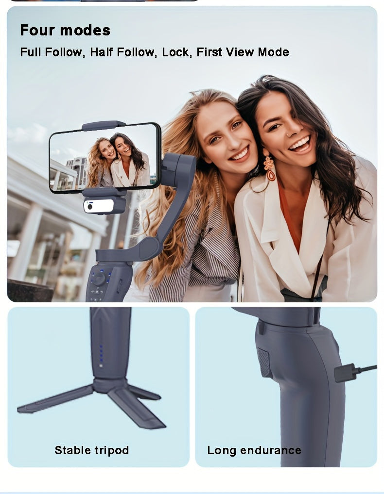 2024 New Magnetic AI Three-axis Anti-shake Video Stabilizer AI Tracking Module, Front Rear Tracking APP, Various Stimulating Gameplay Eighth-generation AI Face Tracking, Gesture Control Face Recognition Beauty Fill Light 3 Co