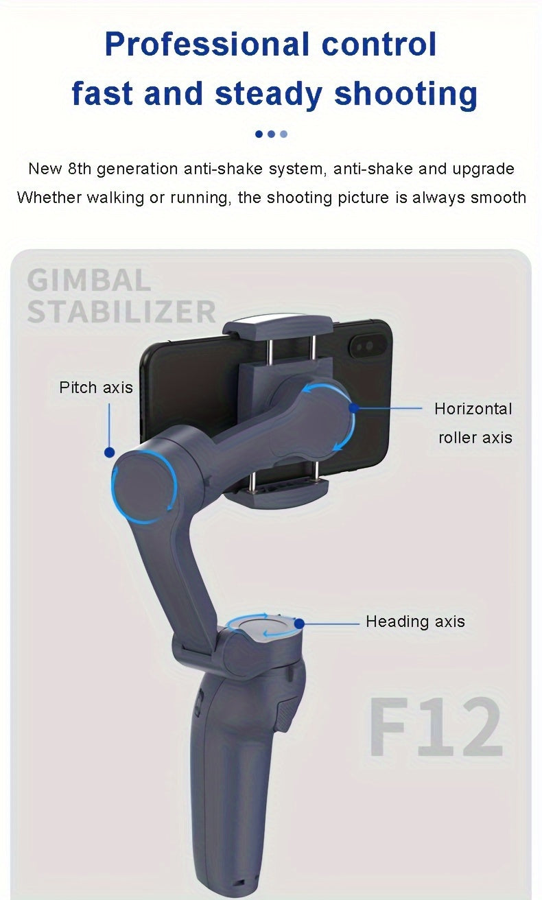 2024 New Magnetic AI Three-axis Anti-shake Video Stabilizer AI Tracking Module, Front Rear Tracking APP, Various Stimulating Gameplay Eighth-generation AI Face Tracking, Gesture Control Face Recognition Beauty Fill Light 3 Co