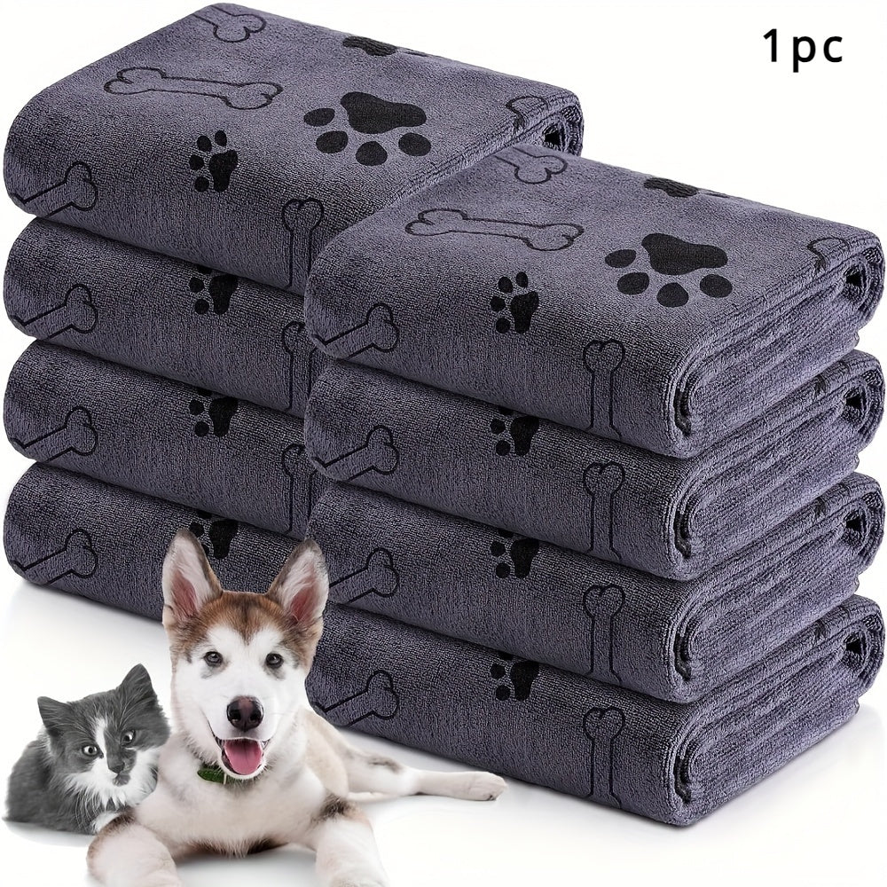 Superabsorbent Microfiber Dog Towel - Quick-Drying, Soft Pet Bath And Grooming Cloth for Medium to Large Breeds - Grey