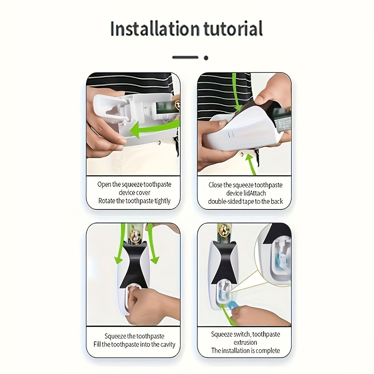 Automatic Toothpaste Dispenser and Toothbrush Holder Set - Plastic, Wall Mounted, Manual Operation, Holds Multiple Brushes, Space Saving Design, Perfect for Bathroom Organization