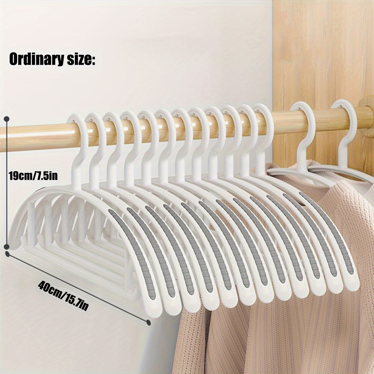10 Non-marking Hangers - Non-deforming, Non-slip, No Shoulder Corners - Perfect for Drying and Storing Clothes in Your Closet