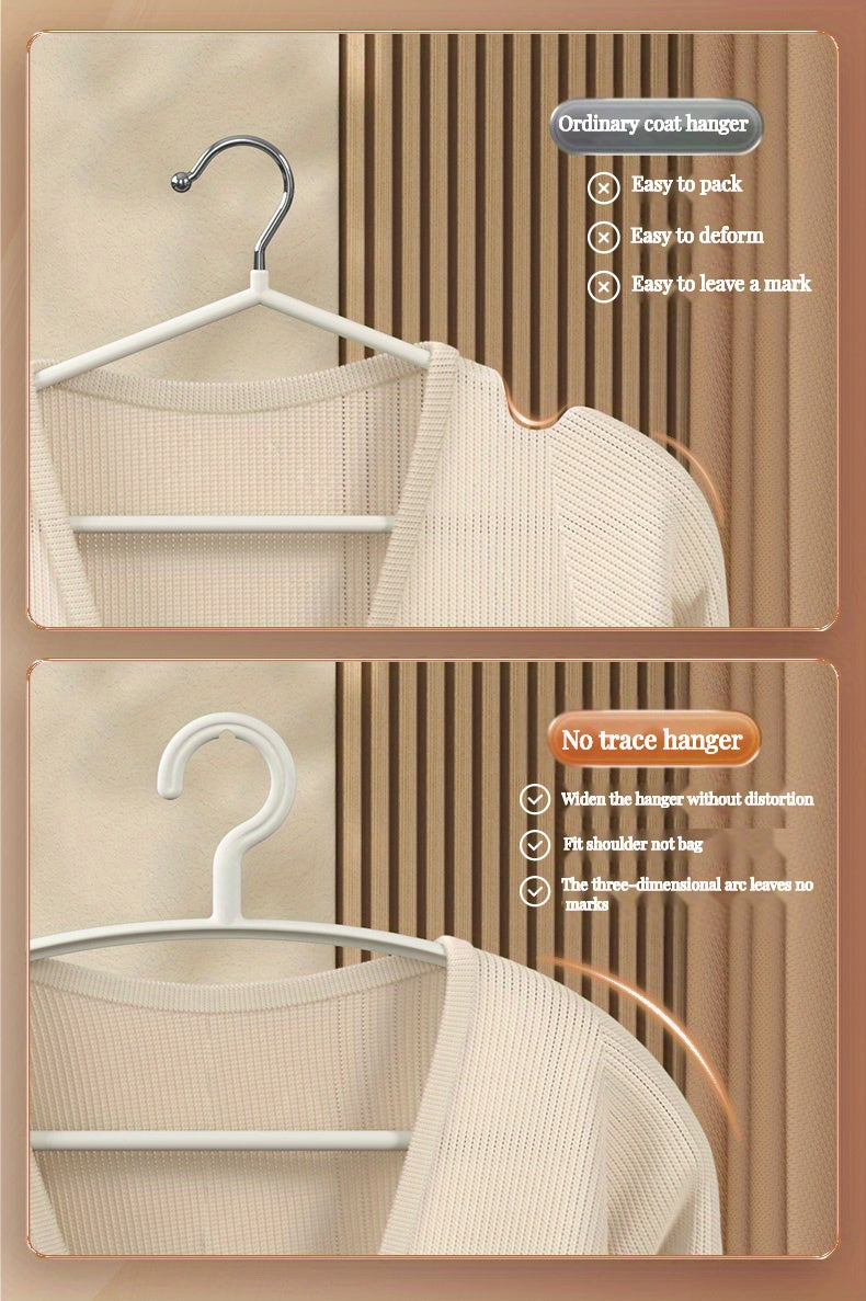 10 Non-marking Hangers - Non-deforming, Non-slip, No Shoulder Corners - Perfect for Drying and Storing Clothes in Your Closet
