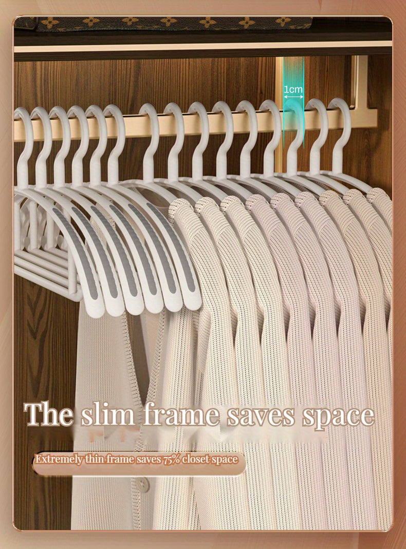 10 Non-marking Hangers - Non-deforming, Non-slip, No Shoulder Corners - Perfect for Drying and Storing Clothes in Your Closet