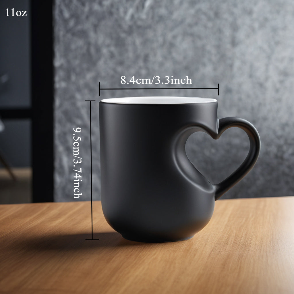 Personalized 11oz Heart-Shaped Handle Coffee Mug - Color Changing, Custom Photo Design - Perfect for Birthdays, Weddings, Valentine's & Mother's Day Gifts