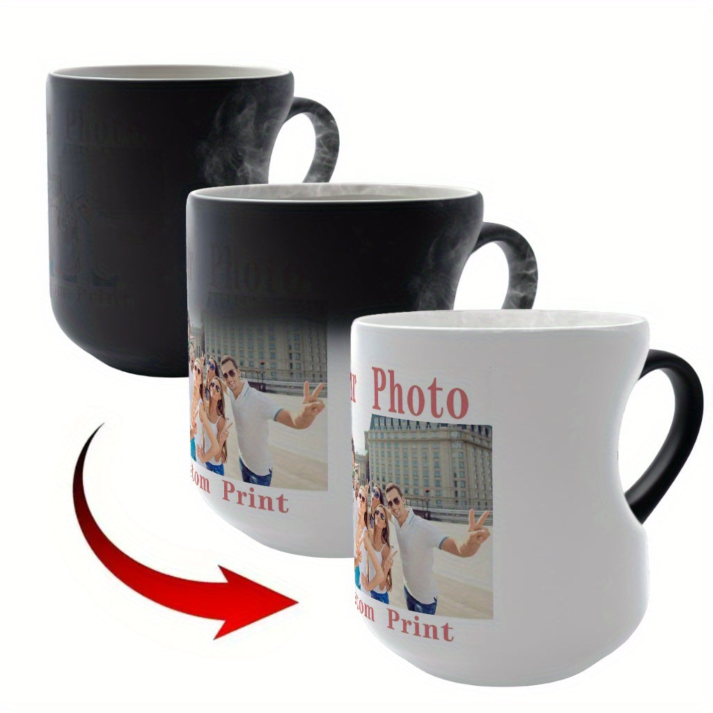 Personalized 11oz Heart-Shaped Handle Coffee Mug - Color Changing, Custom Photo Design - Perfect for Birthdays, Weddings, Valentine's & Mother's Day Gifts
