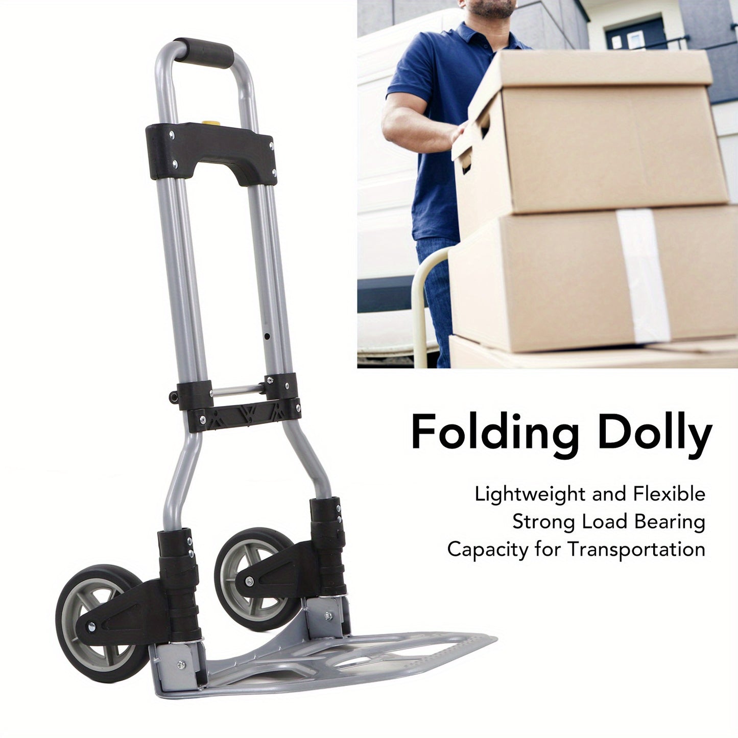 Dolly Cart Folding Hand Truck Dolly 70kg Bearing with 2 Wheels for Transportation