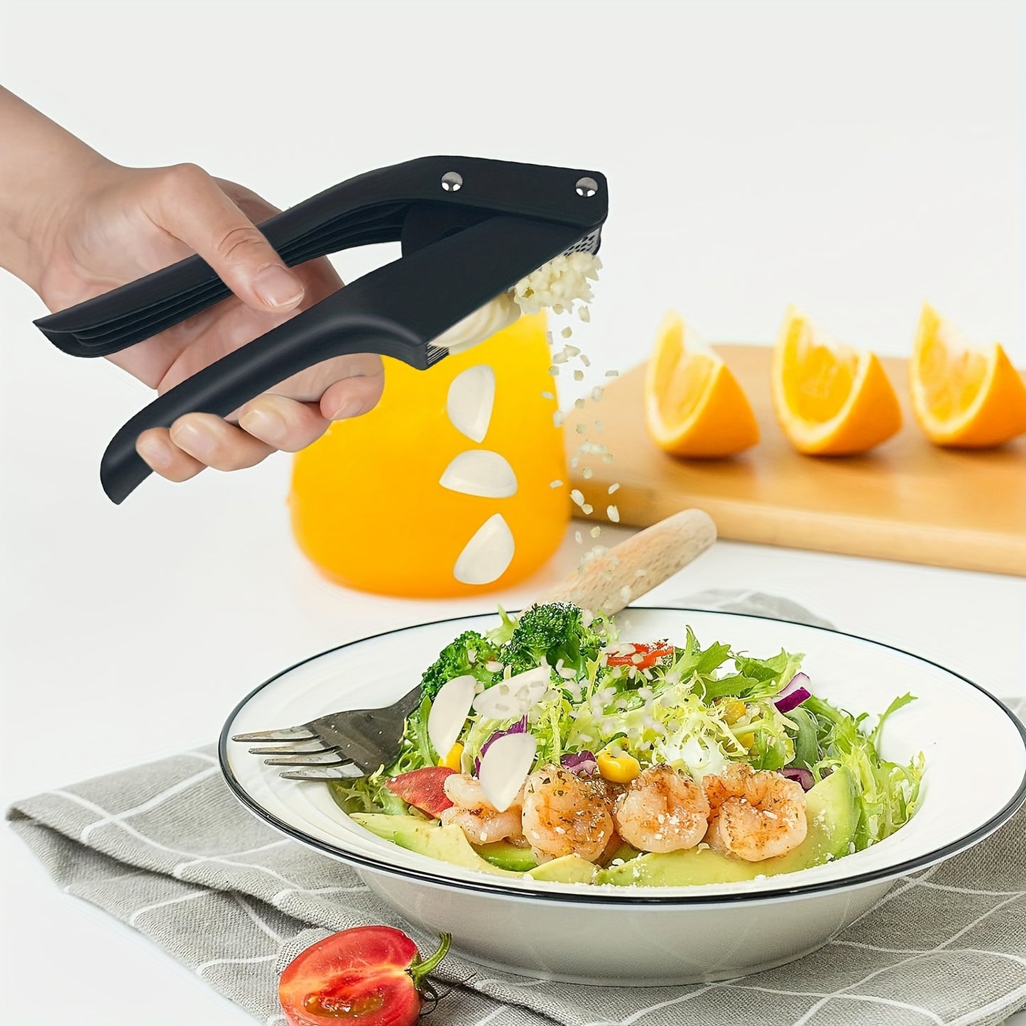 1pc Stainless Steel Garlic Press, Multifunctional 2in1 Garlic Slicer & Mincer, Washable Garlic Crusher, Kitchen Garlic Chopper, Ginger Squeezer, Garlic Masher, Kitchen Gadgets, No Power Required