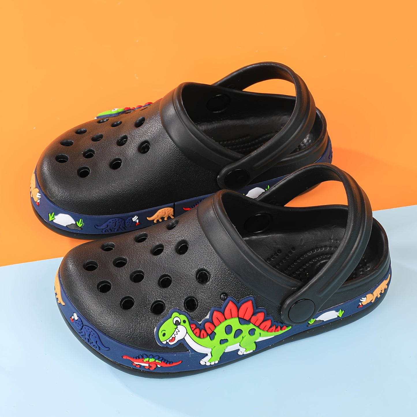 Toddler Girls Cute Cartoon Print Closed Toe Slip On Platform Clogs, Children's Casual Outdoor Anti-skid Hollow Out Sandals Beach Garden Shoes