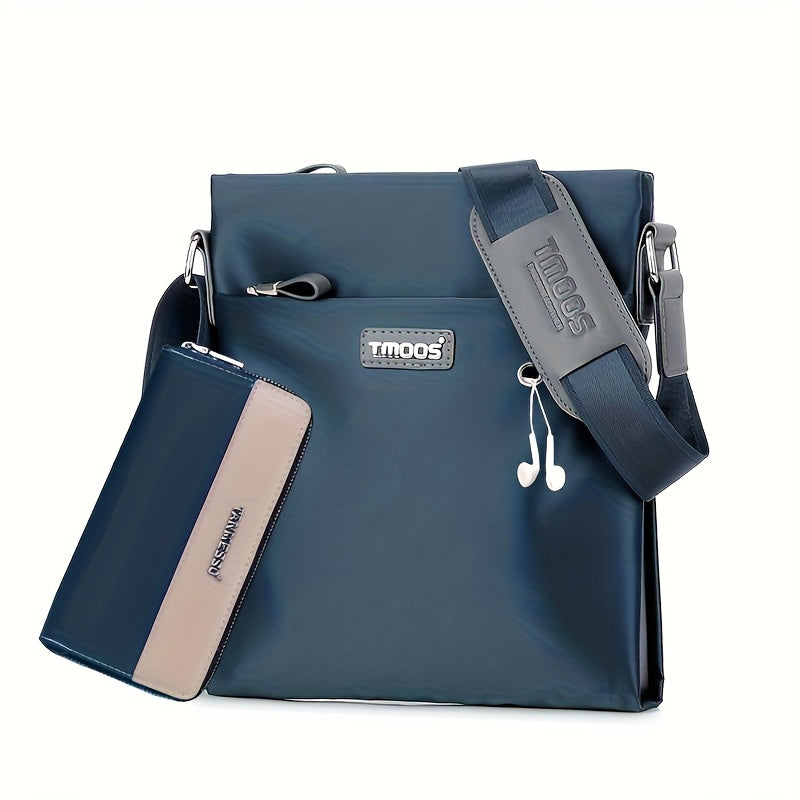 TMOOS Men'S Oxford Fabric Crossbody - Navy & Adjustable Strap, Golden-Tone Hardware, Zipper Closure, Lining, Casual Business Backpack for Everyday Use