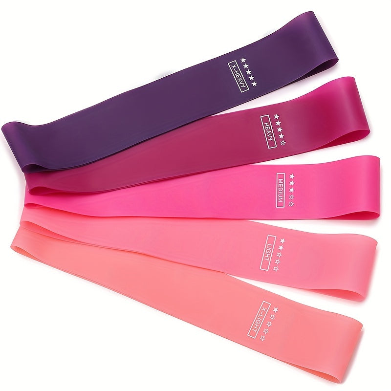 5pcs/set Portable Resistance Band Set, Elastic Bands For Yoga Gym Pilates Weight Training & Sports
