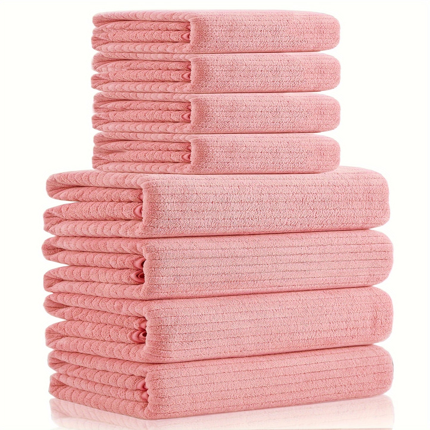 8pcs Solid Color Towels Set, Bath Towels 71.12cm*139.7cm & Hand Towels 35.56cm*76.2cm, Super Soft Breathable Bathroom Towels, Highly Absorbent Shower Towel, For Beach Spa Gym Hotel, Bathroom Supplies