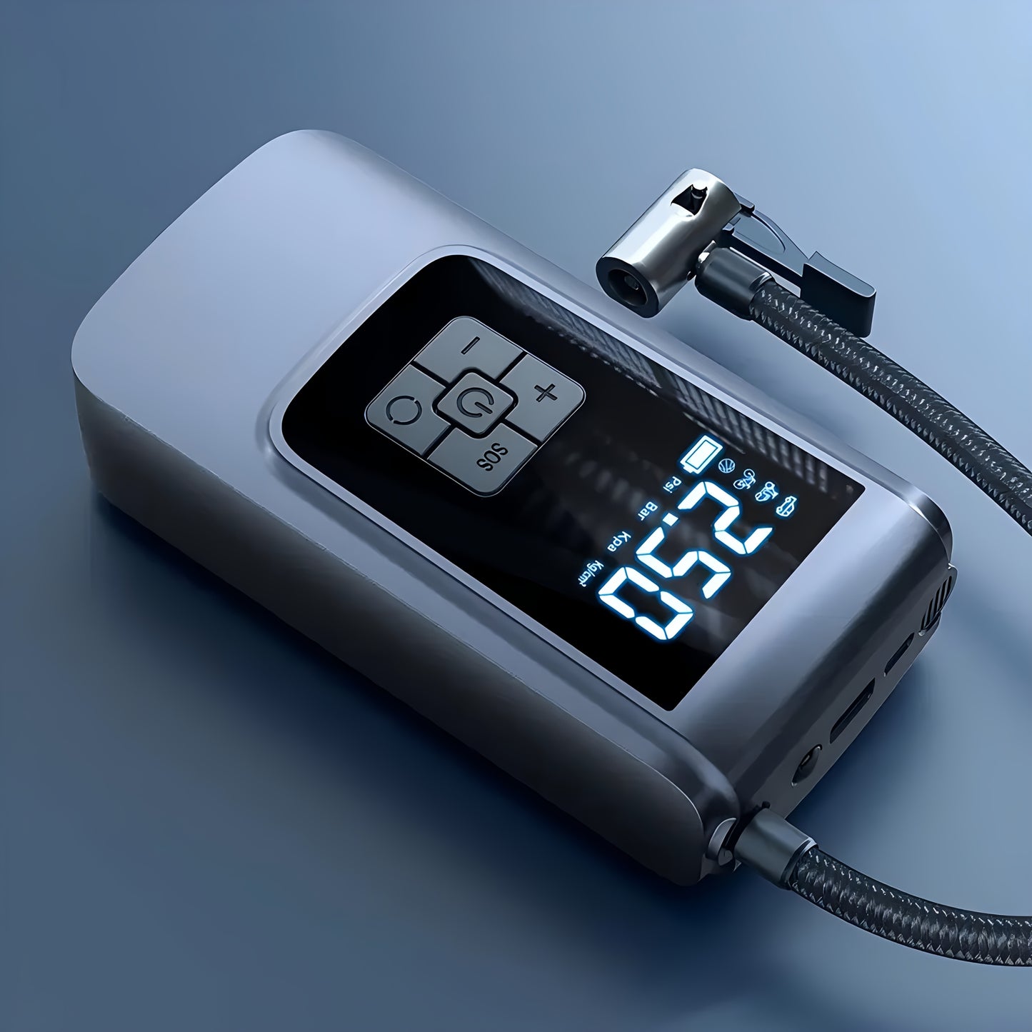 Portable Tire Inflator Air Compressor with Pressure Gauge - 150PSI Electric Pump with LED Flash Screen, 2000mAh Rechargeable Lithium Battery, USB Charging, for Cars, Motorcycles, Bicycles, Balls