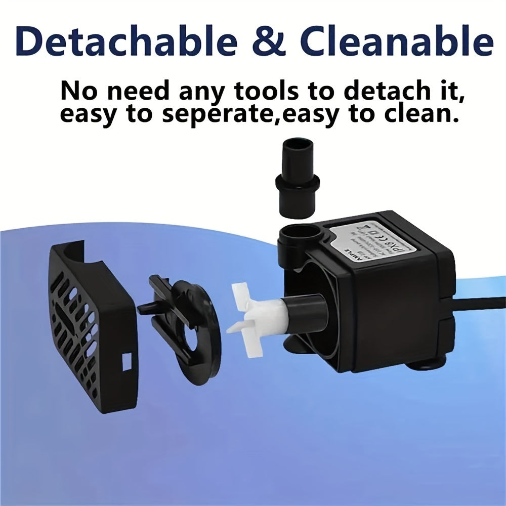 1pc AC 220V 3W~5W~10W EU Plug Submersible Water Pump for Aquarium Fountain, Air Fish Pond, Water Tank Filter, Fish Pond Aquarium Garden Fountain, Without Battery